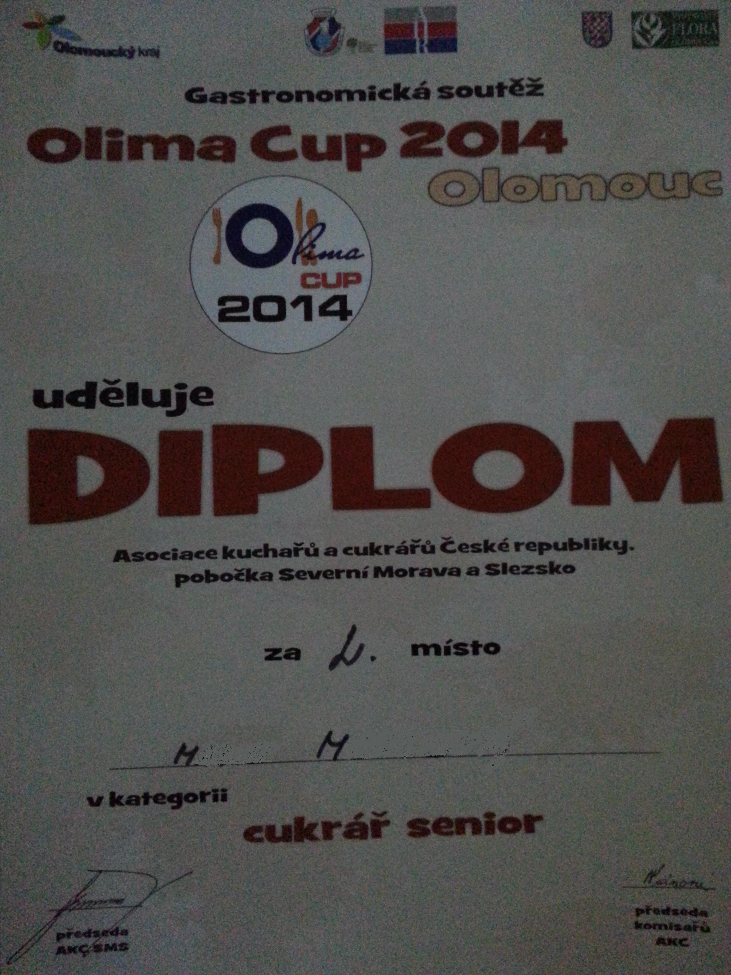 2. místo, OLIMA CUP 2014, FLORA OLOMOUC